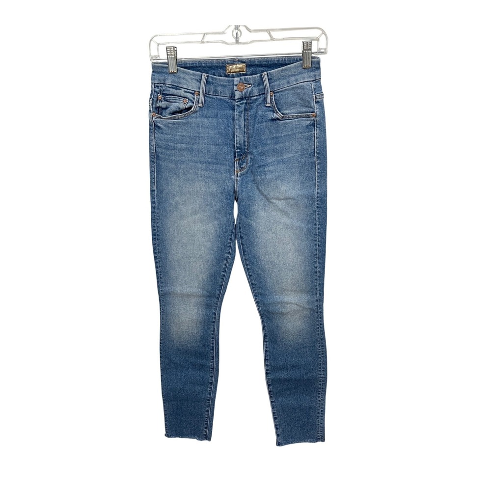 MOTHER High Waisted Looker Ankle Fray Jeans Women's‎ 25 Blue Shoot To Thrill